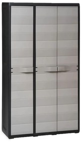 vidaXL Armário arrumação para jardim c/ 4 prateleiras preto e cinzento