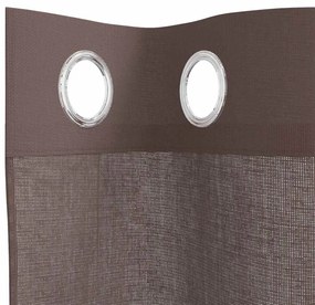 Cortinas de voile com ilhós 2 pcs castanho 140x245 cm