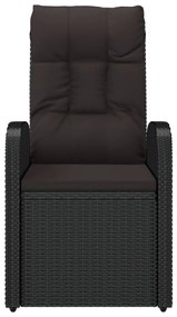 Cadeiras de jardim reclináveis c/ almofadões 2pcs vime PE preto