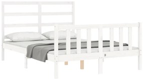 Cama sem colchão 140x200 cm madeira de pinho maciça branco