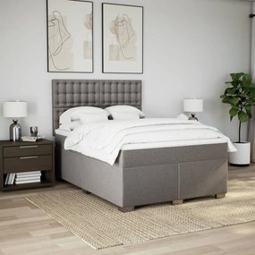 Cama com molas/colchão 160x200 cm tecido castanho-acinzentado