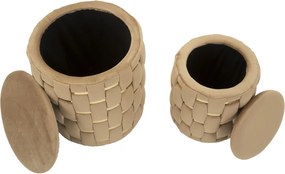 PUFE COM ARMAZENAMENTO SHANTY CONJUNTO DE 2 PEÇAS Ø 37X42-28X35 CM ROSA
