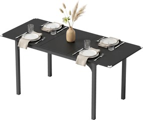 Mesa de jantar extensível para 4 a 6 pessoas 120 a 160 cm (CADEIRAS NÃO INCLUIDAS), com pés em aço, para espaços pequenos, sala de jantar, preta