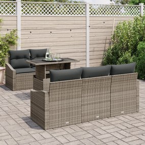 Conjunto de Sofás de Jardim com 6 Peças e Almofadas - Rattan Poliéster