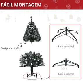 HOMCOM Árvore de Natal 120 cm Árvore de Natal Automática com 222 Ramos