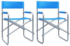 Cadeiras de realizador 2 pcs aço azul