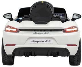 Carro elétrico para Crianças 12V Porsche Spyder RS 718 com Rodas Espuma EVA, assento couro ecológico Carga até 30 kg Pintado Branco