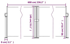 Toldo lateral retrátil 140x600 cm azul