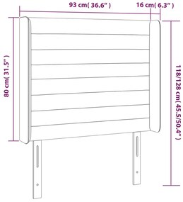 Cabeceira cama c/ abas veludo 93x16x118/128 cm cinzento-escuro