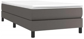 Cama com molas/colchão 80x200 cm couro artificial cinza
