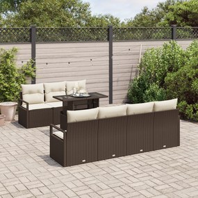 Conjunto de Sofá Jardim vidaXL 8 Peças com Almofadas Castanho Rattan P