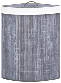 Cesto de canto para roupa suja 60 L bambu cinzento