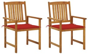 vidaXL Cadeiras de jardim com almofadões 2 pcs acácia maciça