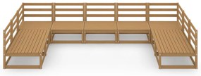 9 pcs conjunto lounge de jardim pinho maciço