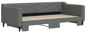 Sofá-cama com gavetão 100x200 cm tecido cinzento-escuro