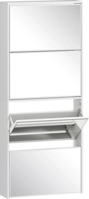 HOMCOM Sapateira com Espelho para 12 Pares de Sapatos Estreita 4 Portas Abatíveis para Espaços Reduzidos 63x17x146 cm Branco | Aosom Portugal