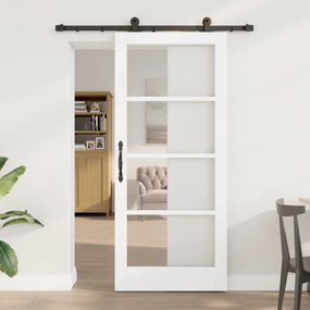 vidaXL Porta Deslizante com Conjunto de Ferragens "ORKDAL" Branca 86x198,5 cm