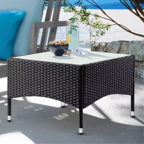 Mesa auxiliar jardim em polyrattan 58 x 58 x 42 cm Preto