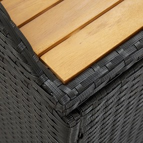 Banco de jardim c/ arrumação 120 cm vime PE preto