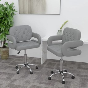 vidaXL Cadeiras de jantar giratórias 2 pcs couro artificial cinzento