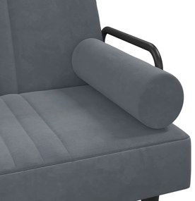 Sofá-cama em forma de L 260x140x70 cm veludo cinzento-escuro