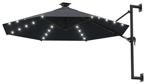 Guarda-sol para jardim de parede c/ luzes LED 300 cm antracite