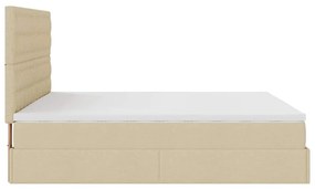 Estrutura de cama otomana com colchão tecido creme 160x200cm