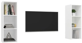 Armários de parede para TV 2 pcs contraplacado branco