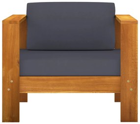 7 pcs conj. lounge de jardim c/ almofadões cinza-escuro acácia