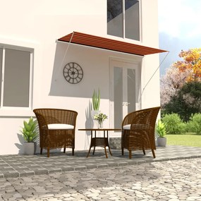 Toldo retrátil 300x150 cm laranja e castanho