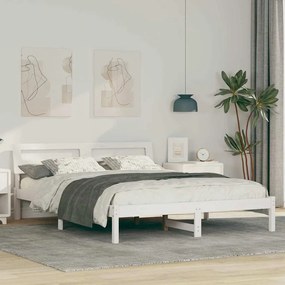 vidaXL Estrutura da Cama com luzes de tira LED com cabeceira Branco 140 x 200 cm