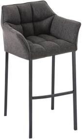 Banco de bar Damaso em tecido e com estrutura preta 64 x 110 x 48 cm Cinzento titânio