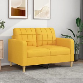 vidaXL Sofá de 2 lugares 120 cm tecido amarelo-claro