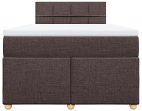 Cama boxspring com colchão 120x190 cm tecido castanho-escuro