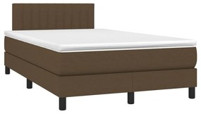 Cama box spring c/ colchão/LED 120x190cm tecido castanho-escuro