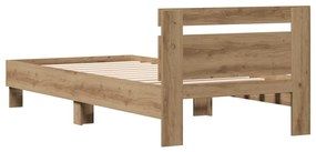 Cama Artisan em Carvalho 90x200 cm, feita de madeira engenheirada.