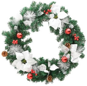 Grinalda de Natal com luzes LED 60 cm PVC verde