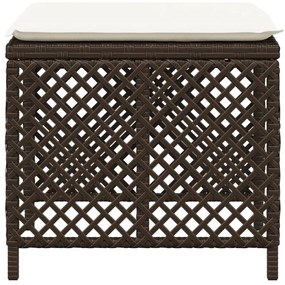 Bancos jardim com almofadões 4 pcs 41x41x36 cm vime PE castanho