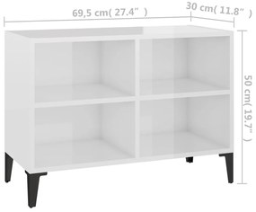 Móvel de TV com pernas em metal 69,5x30x50 cm branco brilhante