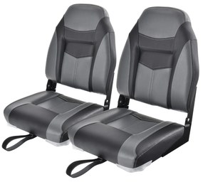 2 Bancos de barco dobráveis com encosto alto Almofada almofadada macia Assento de capitão universal moldado macio 44,5 x 51 x 61 cm Preto