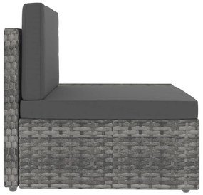 6 pcs conjunto lounge de jardim vime PE cinzento