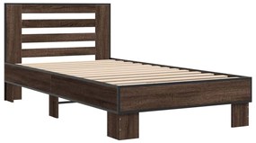 Estrutura de cama derivados de madeira/metal carvalho castanho