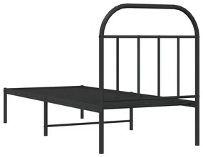 Estrutura de cama com cabeceira 75x190 cm metal preto