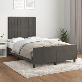 Estrutura de cama sem colchão 120x200 cm veludo cinzento-escuro