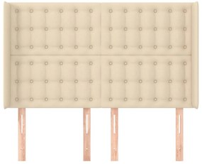 Cabeceira de cama c/ abas tecido 147x16x118/128 cm creme