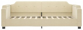 Sofá-cama com gavetão e gavetas 100x200 cm tecido cor creme