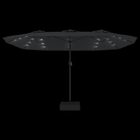 Guarda-sol de jardim c/ cabeça dupla/LED 449x245 cm antracite