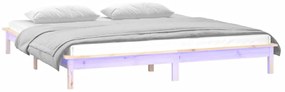 Estrutura cama king size c/ luzes LED 150x200 cm madeira maciça