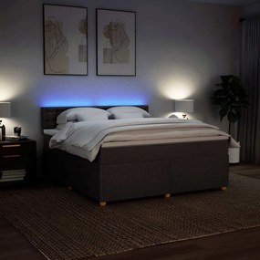Cama com molas/colchão 180x200 cm tecido castanho-escuro