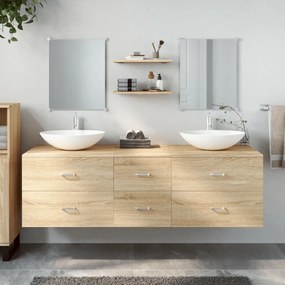5 pcs conj. móveis de casa banho derivados de madeira carvalho